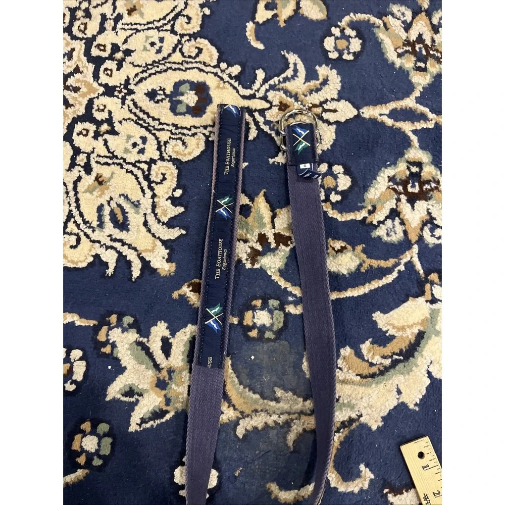 VTG YRI Marthas Vineyard Boathouse Golf Belt Mens Small Canvas  D-Ring USA Flags